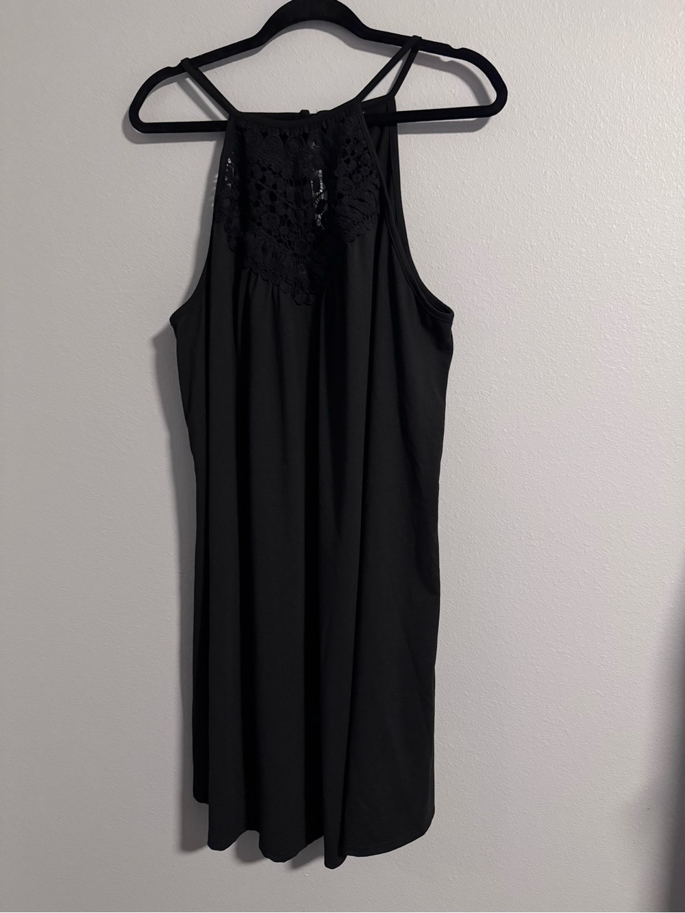 Black Crochet Yoke Mini Dress - Women